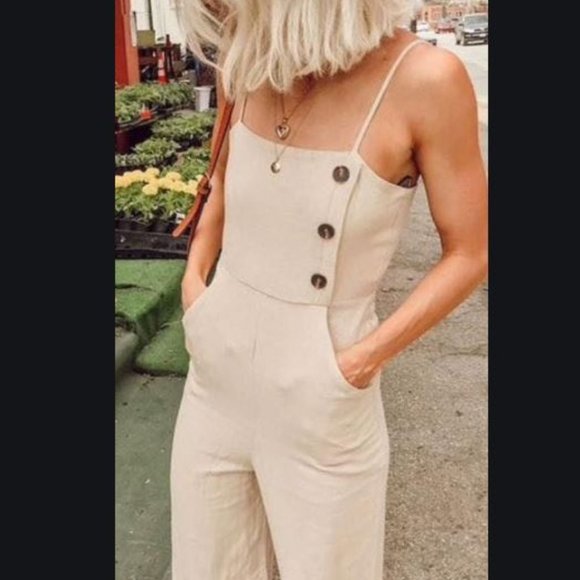 Forever 21 Linen Blend Culotte Jumpsuit - Picture 1 of 8